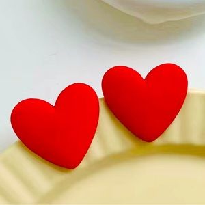 Heart Red Oversized Earrings  Hypoallergenic Valentine’s Day Gift